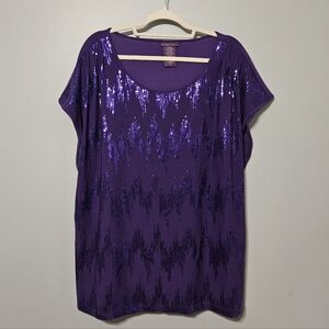 Beverly Drive Purple Sequin Blouse